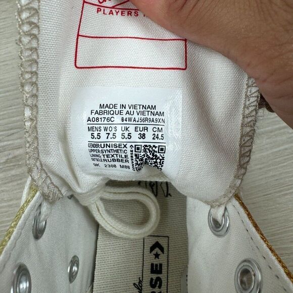 Converse Chuck 70 Plus Glitter High Top Sneaker Shoes Womens 7.5 Gold A08176C - Picture 5 of 8